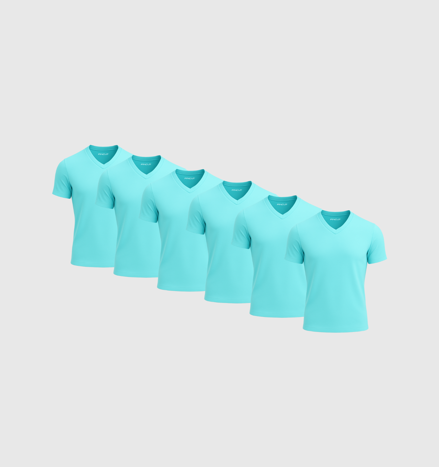 Pack of 6 V-neck Shirts - Turquoise blue