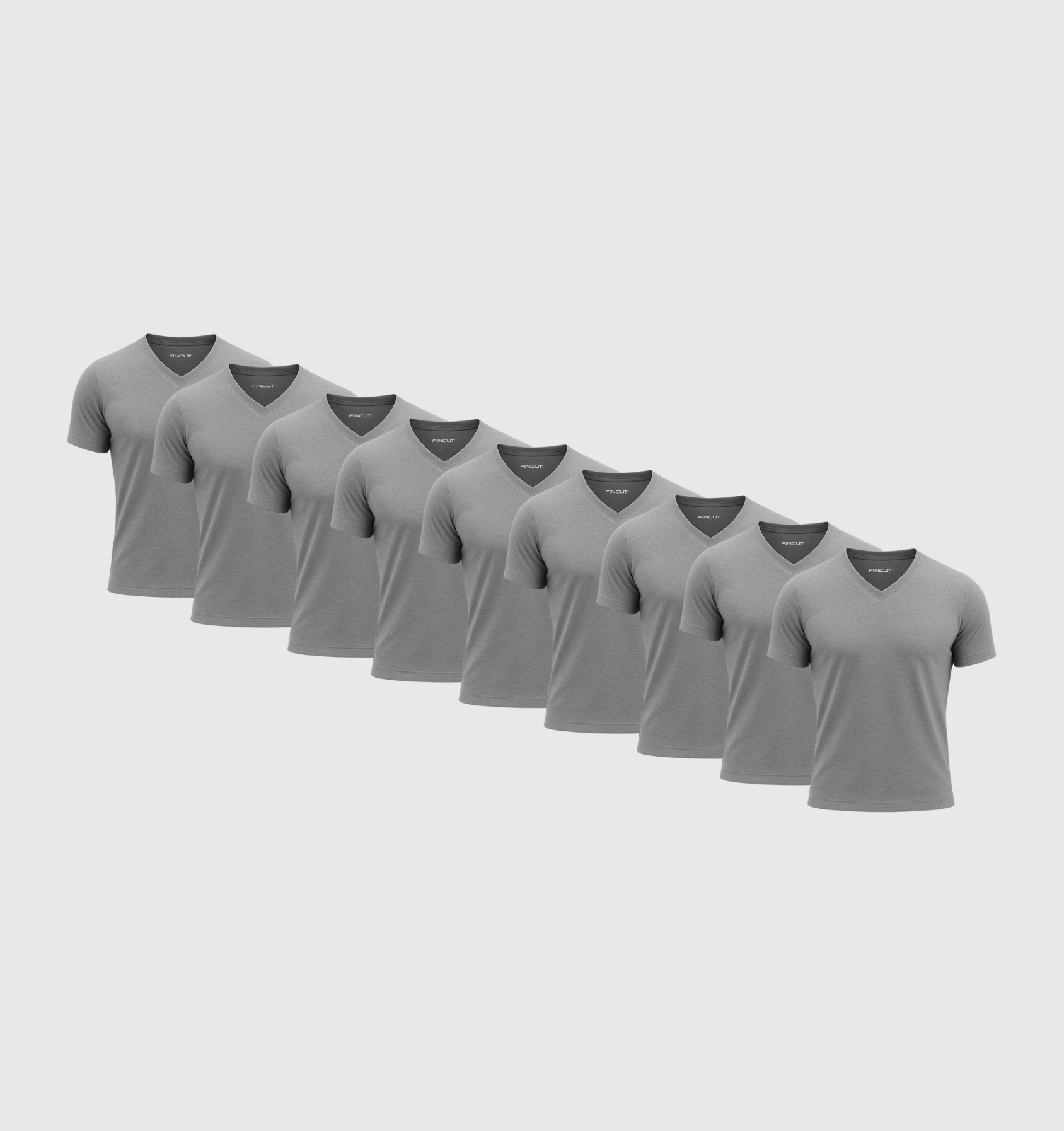 Pack of 9 V-neck Shirts - Gray