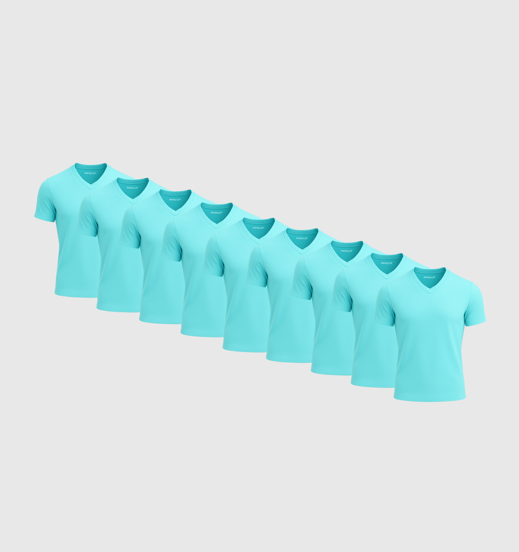 Pack of 9 V-neck Shirts - Turquoise blue