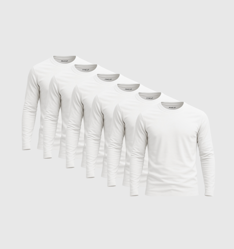 Pack of 6 Long Sleeves - White