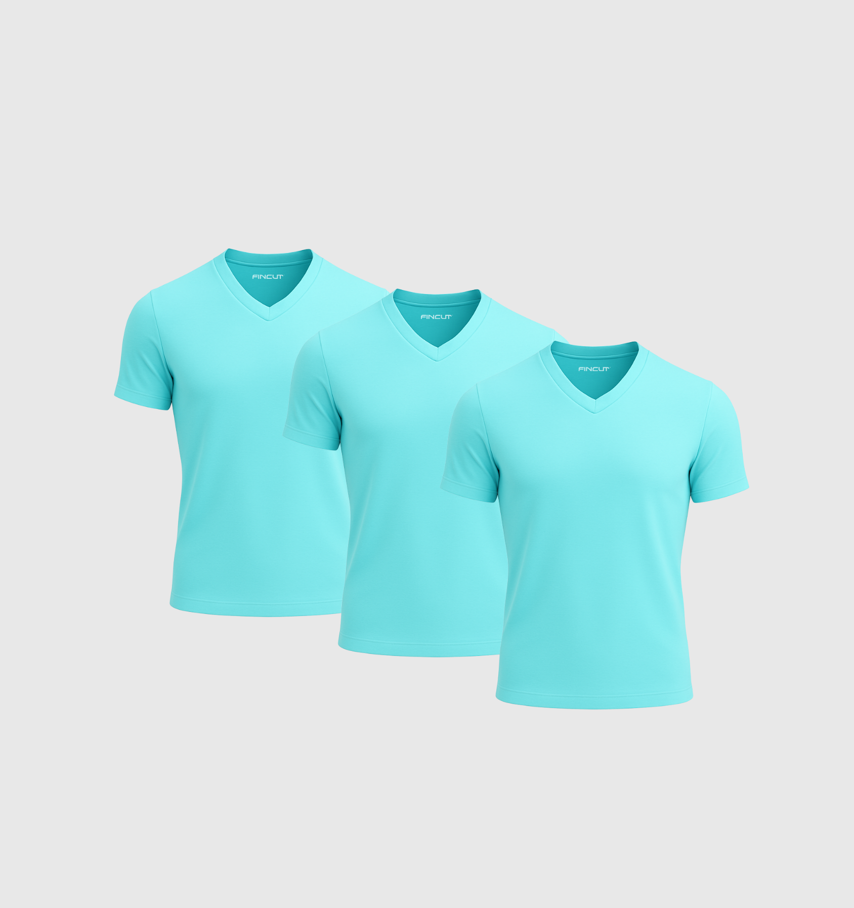 Pack of 3 V-neck Shirts - Turquoise blue