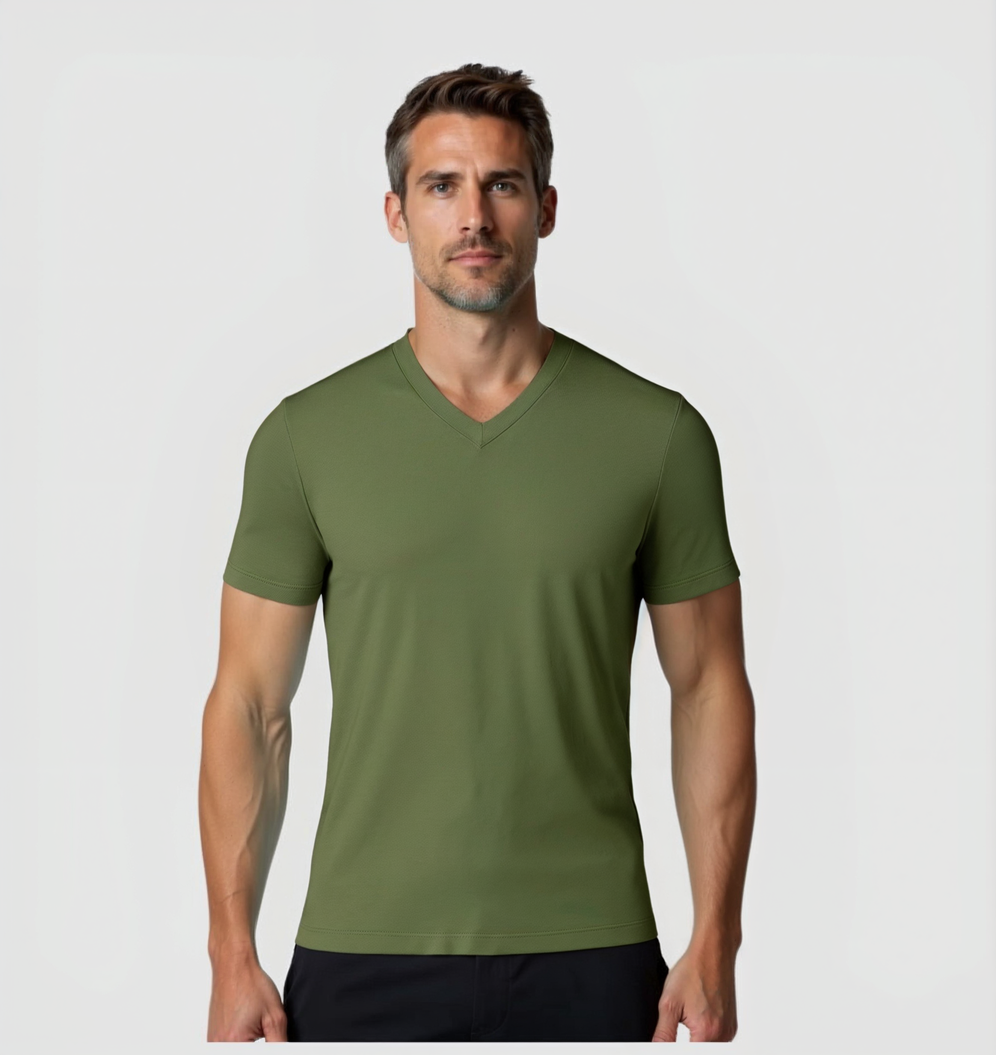 Pack of 4 V-neck Shirts - Khaki