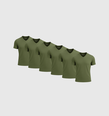 Pack of 6 V-neck Shirts - Khaki