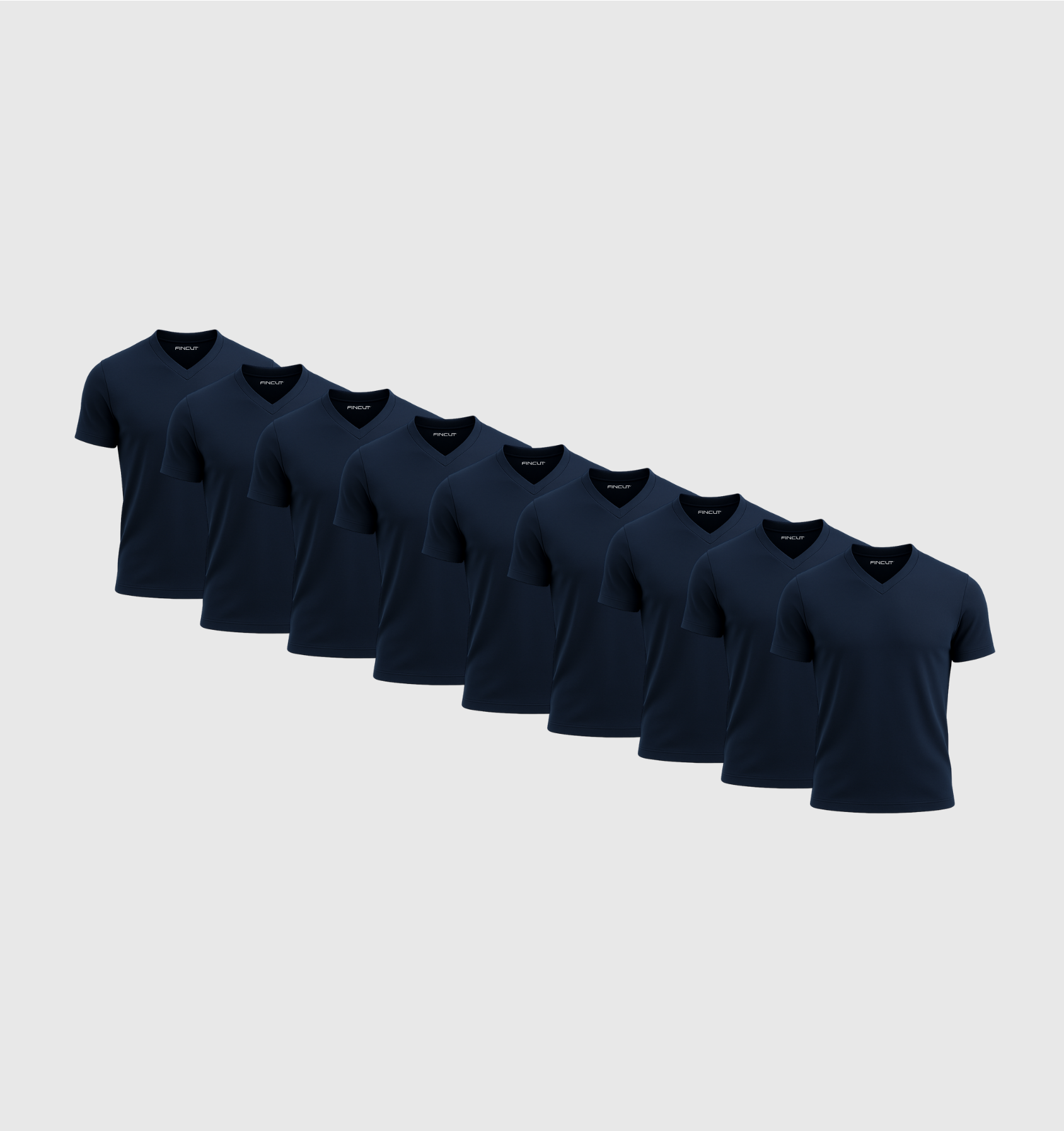 Pack of 9 V-neck Shirts - Navy blue