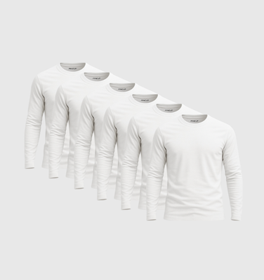 Pack of 6 Long Sleeves - White