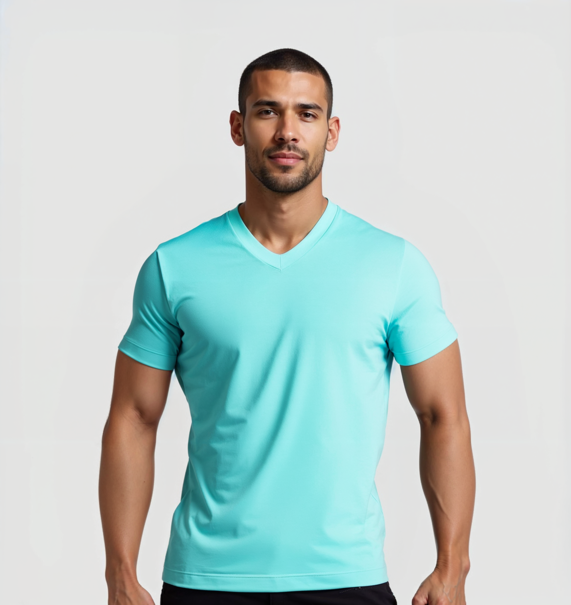 Pack of 4 V-neck Shirts - Turquoise blue