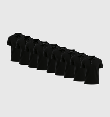 Pack of 9 Polo Shirts - Black