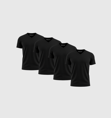 Pack of 4 V-necks - Black