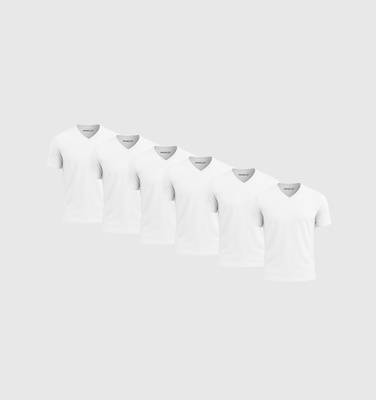 Pack of 6 V-necks - White