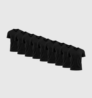Pack of 9 V-necks - Black