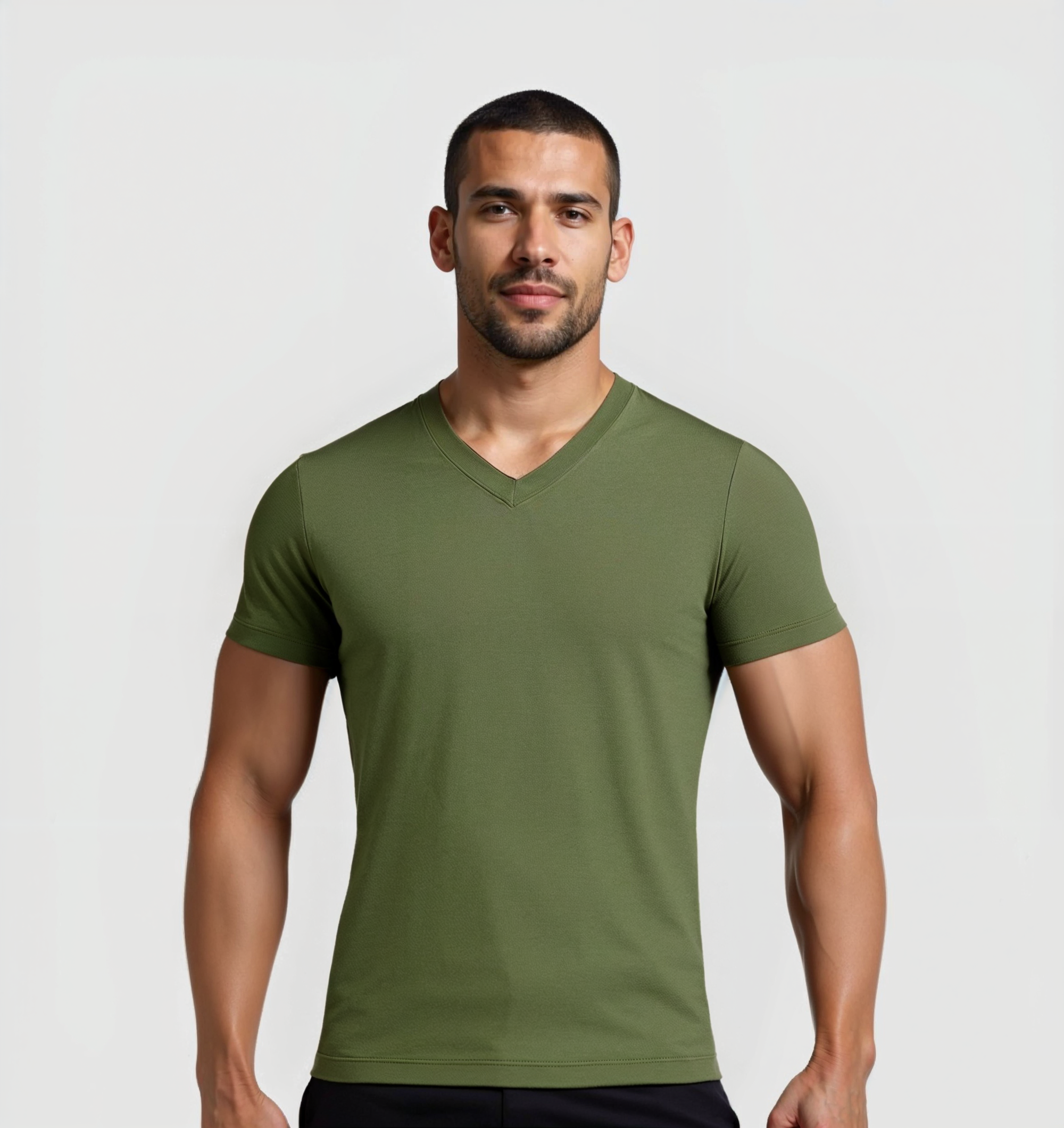 Pack of 4 V-neck Shirts - Khaki