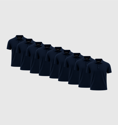 Pack of 9 Polo Shirts - Navy blue