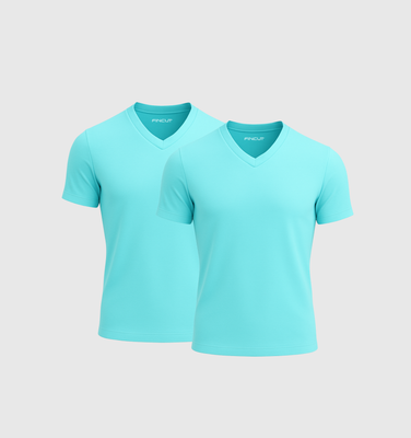 Pack of 2 V-neck Shirts - Turquoise blue