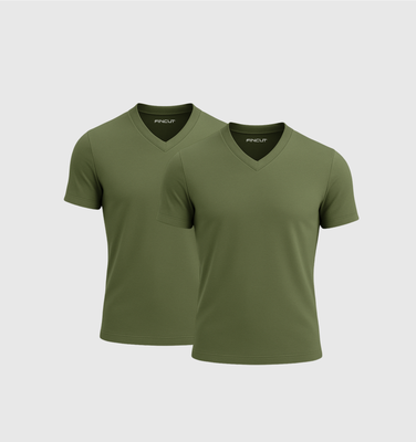 Pack of 2 V-neck Shirts - Khaki