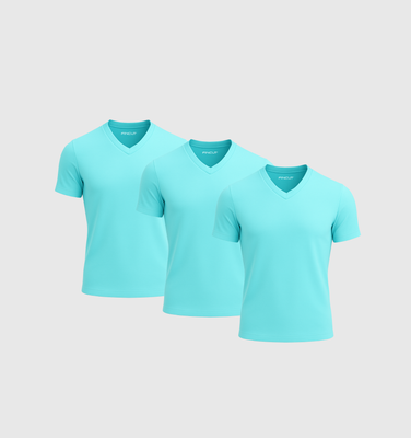 Pack of 3 V-neck Shirts - Turquoise blue