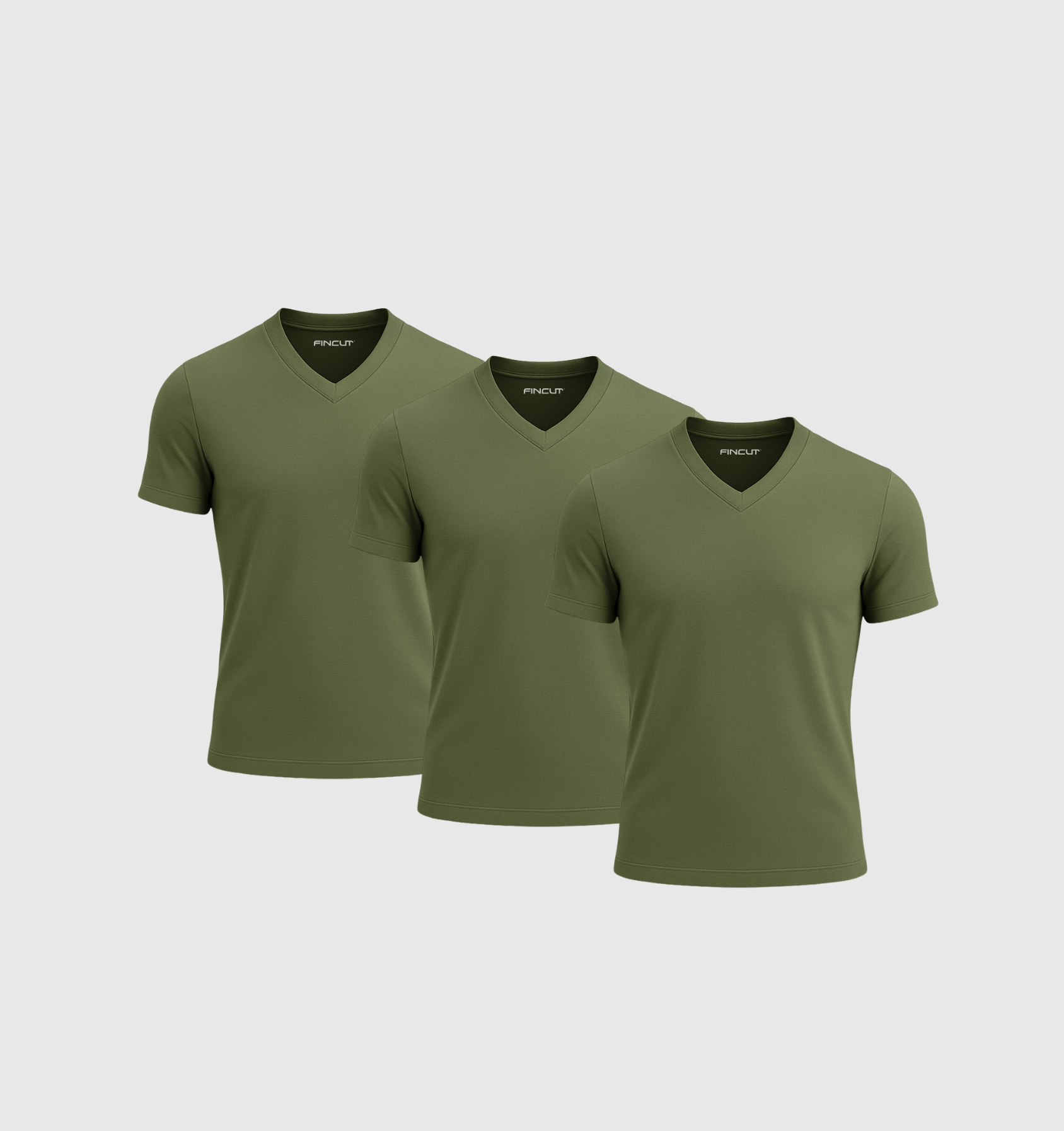 Pack of 3 V-neck Shirts - Khaki