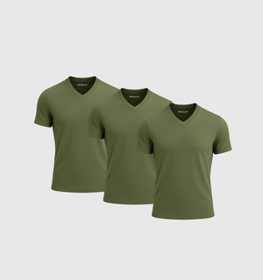 Pack of 3 V-neck Shirts - Khaki