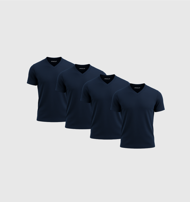 Pack of 4 V-neck Shirts - Navy blue