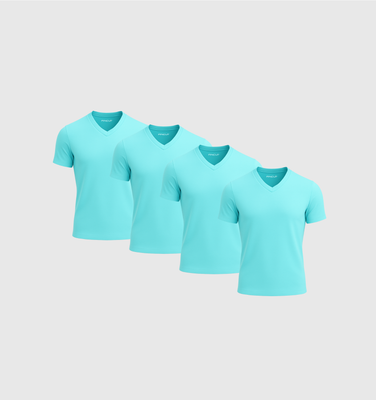 Pack of 4 V-neck Shirts - Turquoise blue