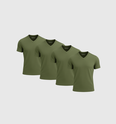 Pack of 4 V-neck Shirts - Khaki