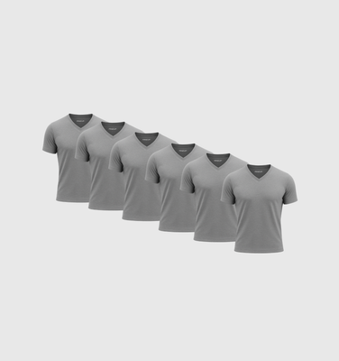 Pack of 6 V-neck Shirts - Gray