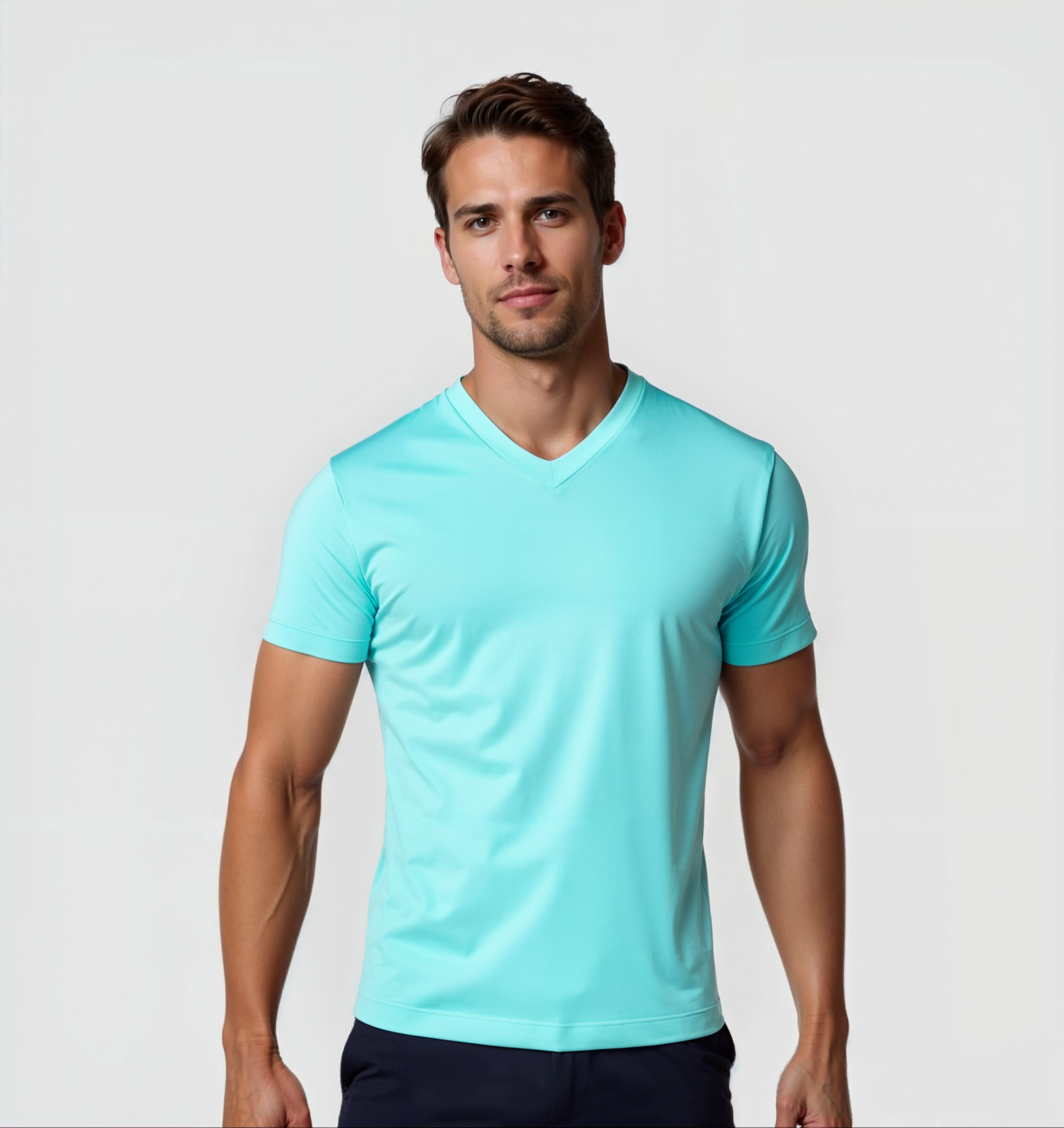 Pack of 4 V-neck Shirts - Turquoise blue